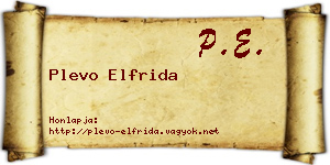 Plevo Elfrida névjegykártya